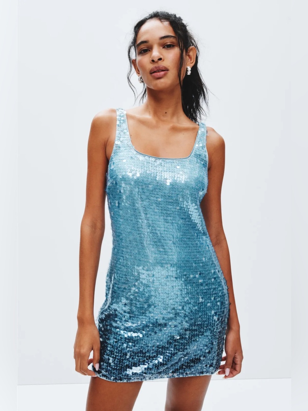 Simkhai Sequin Scoop Neck Mini Dress